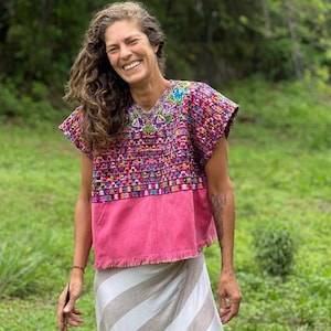 Vintage Huipil from Guatemala – Handwoven, upcycled and dyed in cobalt blue