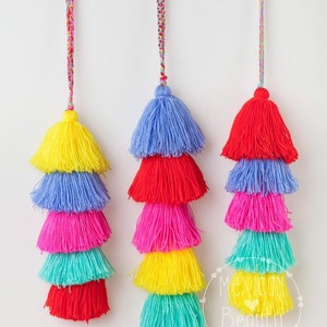 Rainbow four Mexican layer Tassel charms