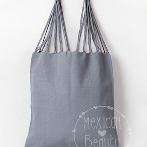 Mexican hammock handwoven bag, gift for her, Mexican Tote Bag boho bag, boho travel bag steel grey color