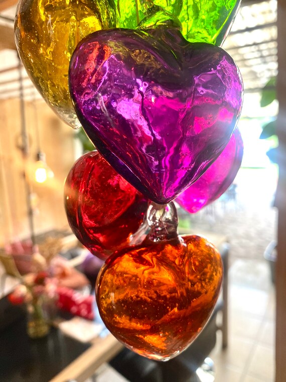 Blown glass heart christmas ornaments Clearance