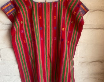 Rainbow Huipil, Mexican Blouse, Huipil, loom Woven Blouse, Summer Blouse, Frida blouse, Chiapas blouse, Statement blouse, S-M