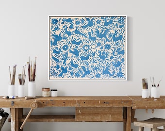Hand Embroidered Otomi Tapestry: Mexican Wall Decor, Birds & Flowers -ready to ship