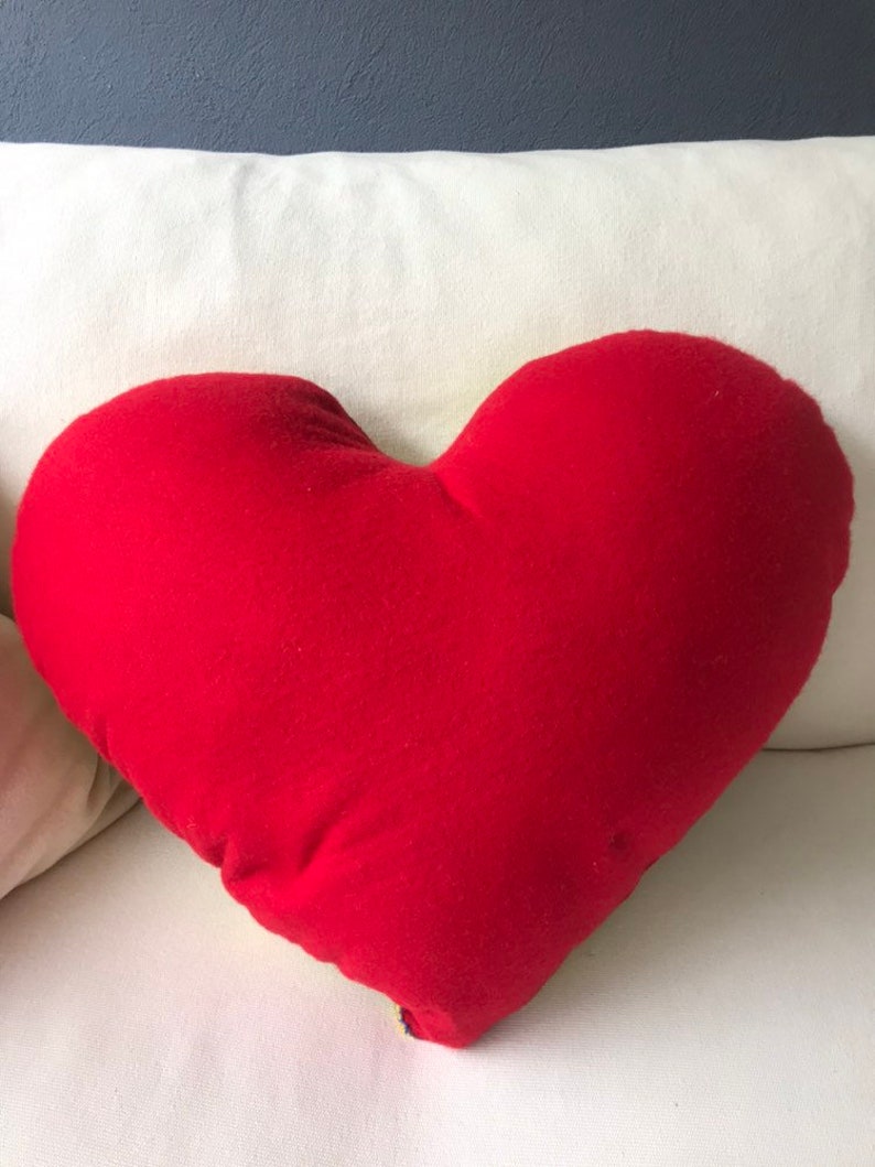 NEW Hand embroidered Heart Pillow / Mexican Embroidered Pillow Etsy