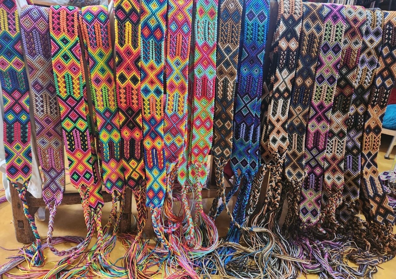 Handwoven Maya Belt: Multicolor Boho Sash, Mexican Textile  display picture 1