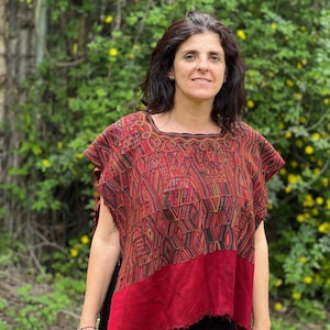 Upcycled Vintage Guatemalan Huipil Blouse: Handwoven Ixil Textile Art