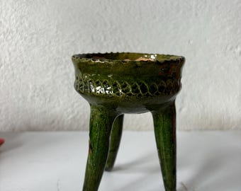 Handmade Lead-Free Green Clay Copal Incense Burner from Oaxaca - Ancient Zapotec Design