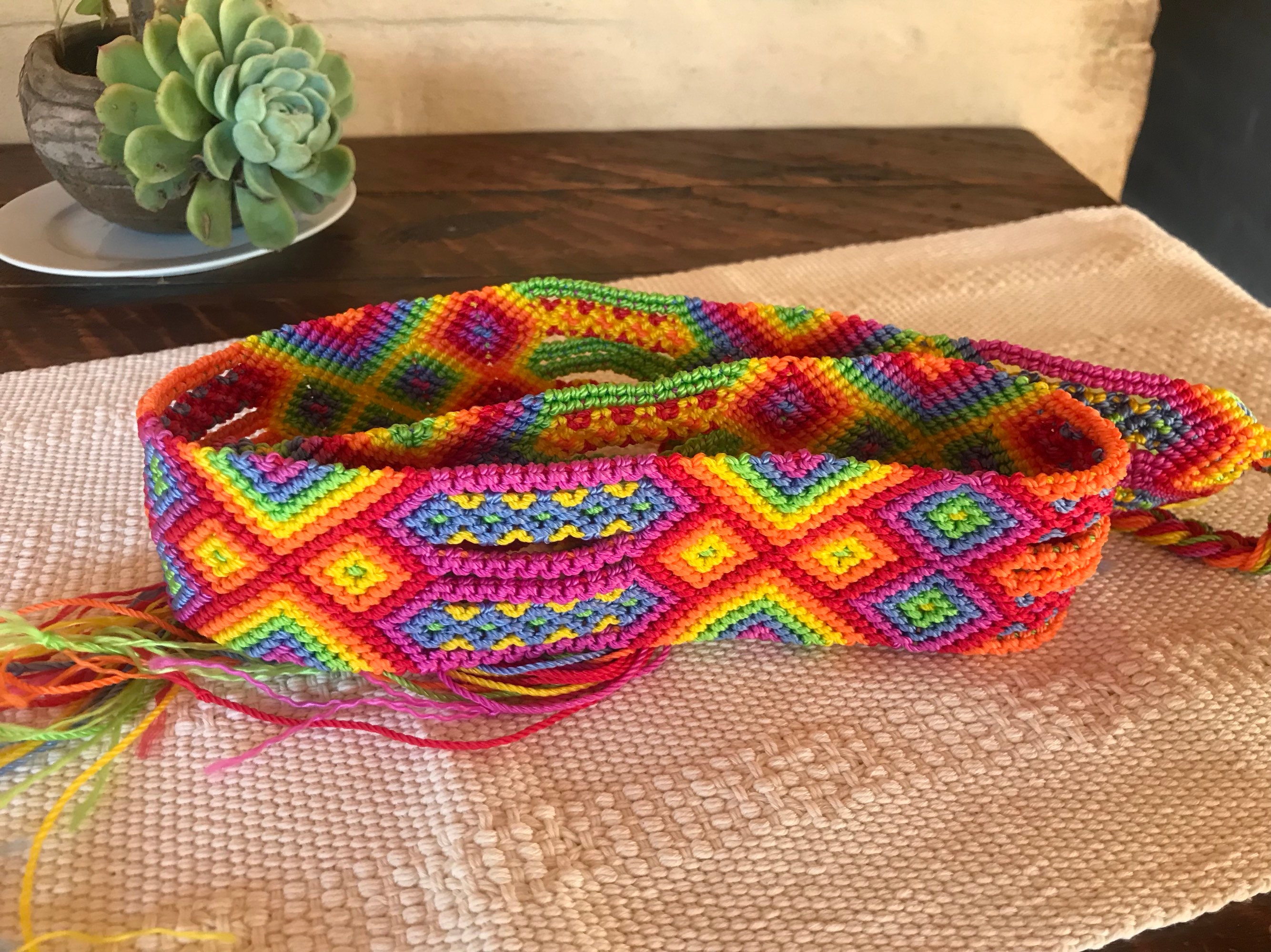 Vintage Boho Magenta Hand Woven Mexican Serape Wrap western Festival sash belt Handwoven Mexican Belts Mexican Floral Belt, Mexican Sash  main image 2