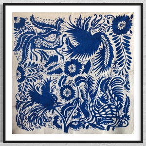 Cobalt Blue Embroidery, Mexican Wall Art, Otomi Wall Hanging, Embroidery Decor, Wall Textile Art, Tenango, MADE-TO-ORDER