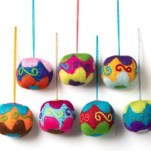 Handmade Mexican Christmas Ornaments - Colorful Decorations Inspired by Mexican Traditions - 4 X 3 inches spheres
