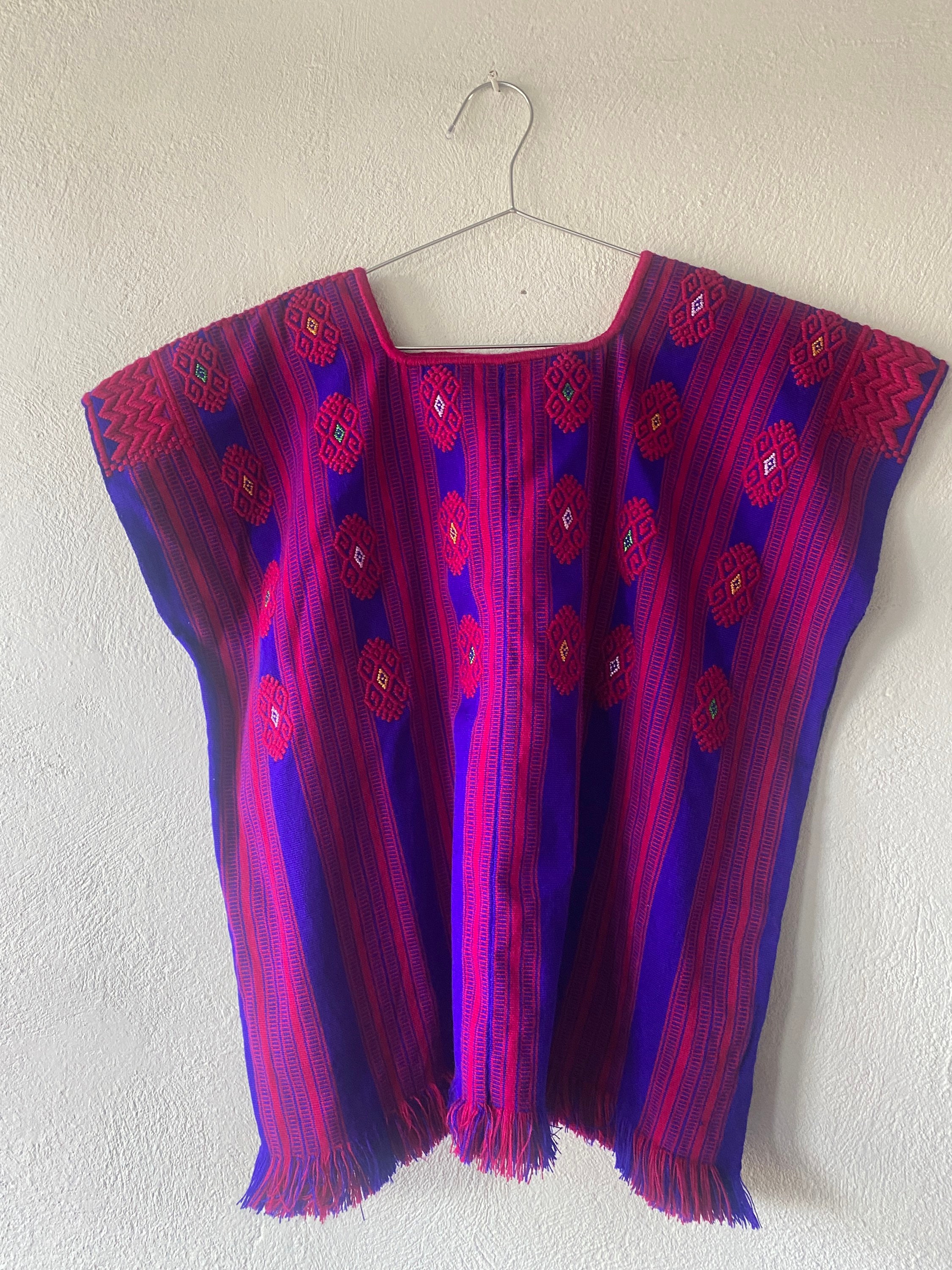 Handmade Loom Woven Huipil Blouse: Chiapas Frida Style