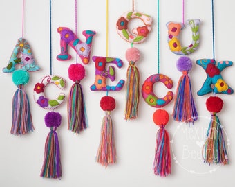 Felt Alphabet Letters: Mexican Embroidered Floral Nursery Decor