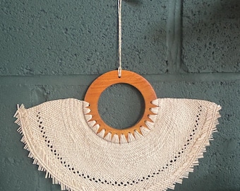 Handwoven Jipijapa Palm Fan – Elegant Wedding Favor or Décor – Finely Woven Mexican Fan