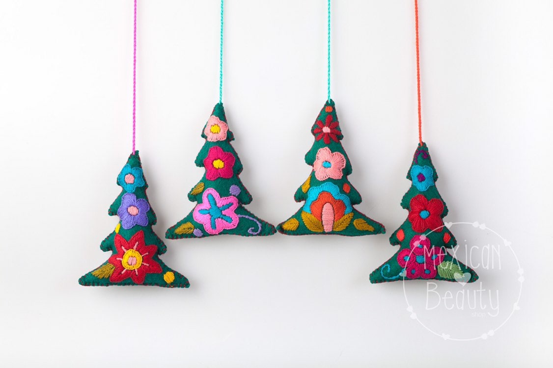 Handmade Mexican Embroidered Christmas Ornaments – Vibrant Decor for a Festive Holiday!