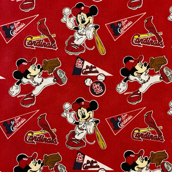 St. Louis Cardinals Mickey Mouse Fabric