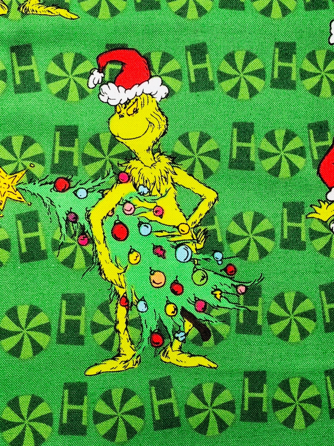 Dr. Seuss' The Grinch Christmas Fabric by the yard and half yard and