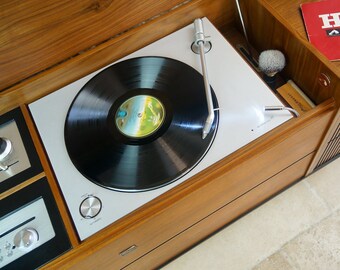 Custom Vintage HMV Stereogram / Radiogram Upgraded with Silver B&O Beogram Turntable + Rotel Amplifier