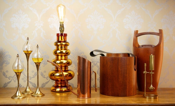 gold mercury glass table lamp