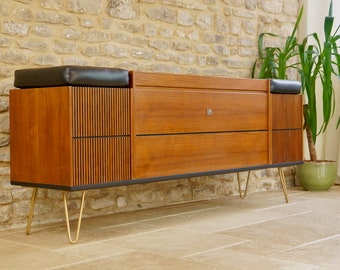 Custom Vintage HMV Stereogram / Radiogram Upgraded with Silver B&O Beogram Turntable + Rotel Amplifier