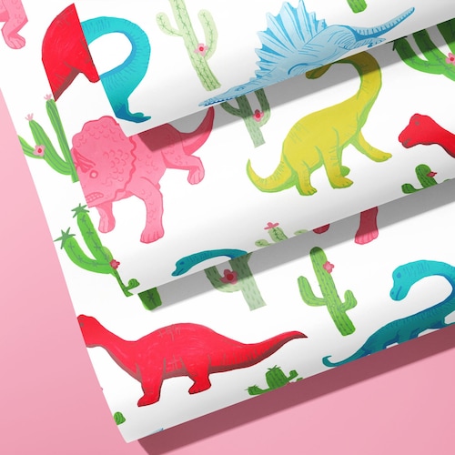 Dinosaur Wrapping Paper Dinosaur Birthday Gift Baby Etsy