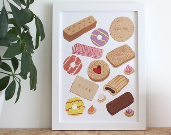 PRINTABLE - British Biscuits | Colourful Wall Art - Digital Download - PDF