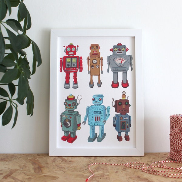 PRINTABLE - Robot A4 Wall Art - Kids room decor - Digital Download - PDF