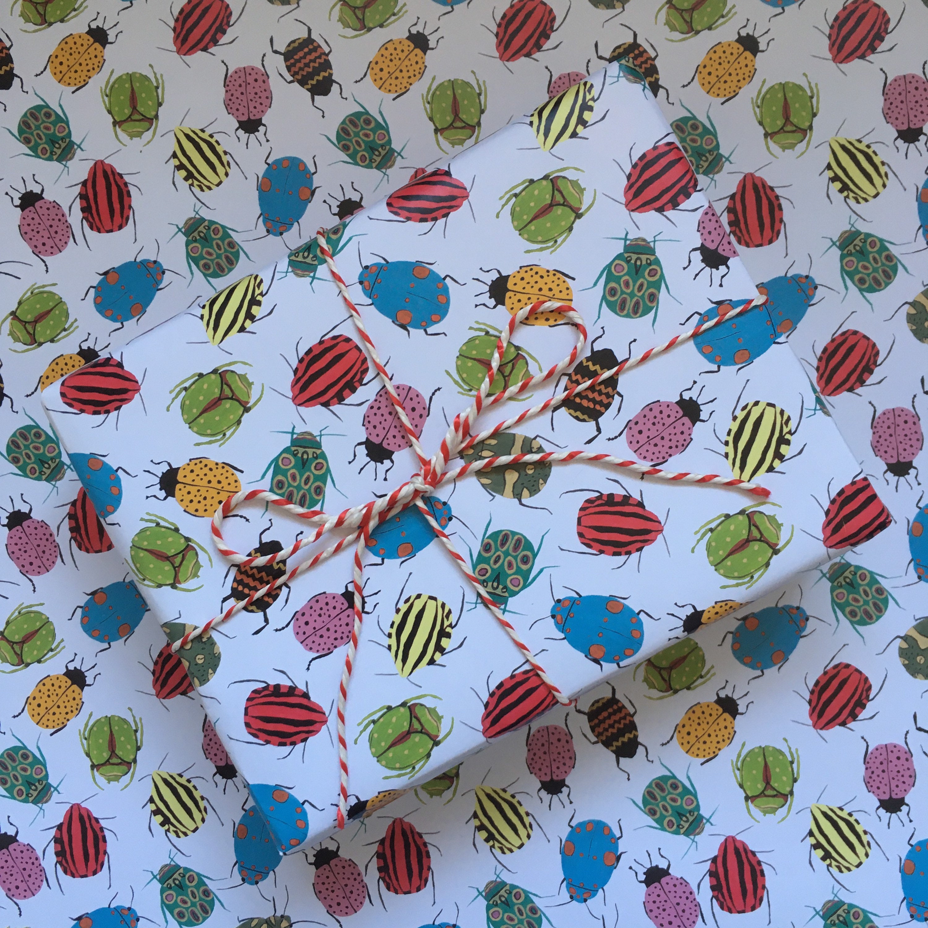 Bugs wrapping paper beetle gift wrap insect wrapping paper Etsy