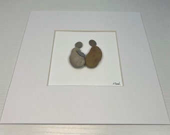 Free US shipping! / couple with baby/ pebble art/ rock art/ one of a kind/ unique gift/ new baby