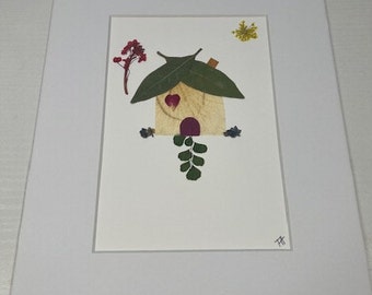 Free shipping/ Home sweet home/ pressed flowers/ botanical art/ unique gift