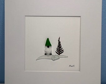 Free shipping/ gnome with tree/ pebble art/ botanical art/ unique gift/ one of a kind