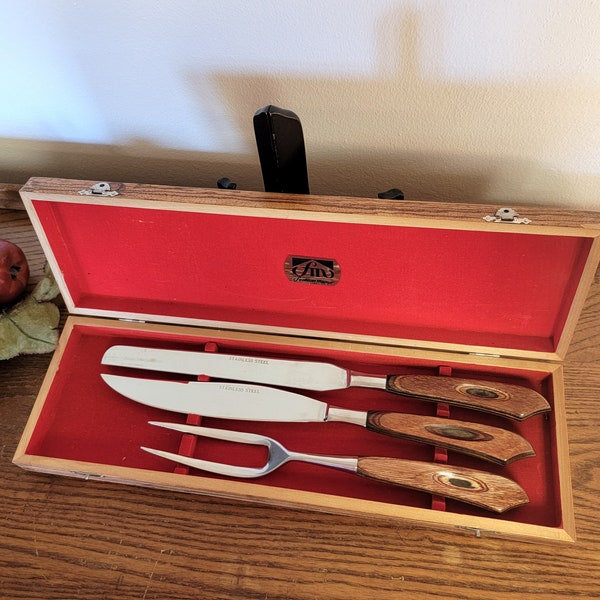 Knife Carving Set,Stainless Steel, Famous Manor, Japan Vintage