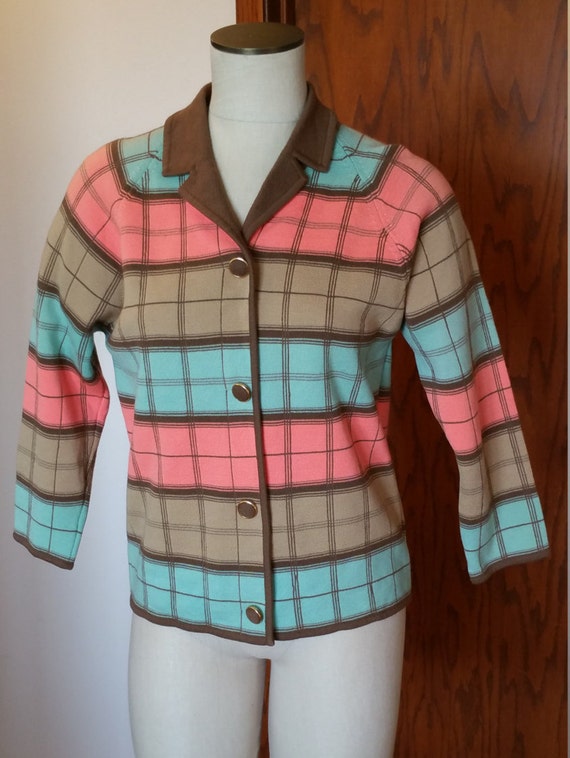 Vintage 1960s Wool Taupe Plaid Blazer Vintage 1960s Wool Taupe Plaid Blazer