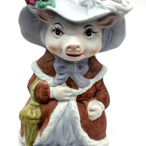 Dressed-Up Bisque Pig Bell by Trippies – Vintage Taiwan 5 inches tall - Free US Shipping