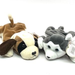 Vintage Ty Beanie Babies – Nanook the Sled Dog (1996) & Bernie the St. Bernard (1996)