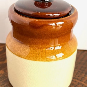 Vintage MCM Ceramic Spice Jar: Earth Tone Lidded Jar, Taiwan 1970s
