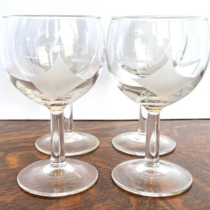 Vintage Frosted Star Wine Glasses (Set of 4) - Mid Century Barware