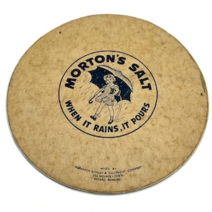Plaque chauffante publicitaire Morton Salt vintage des années 1930 - Souvenirs en carton et en métal