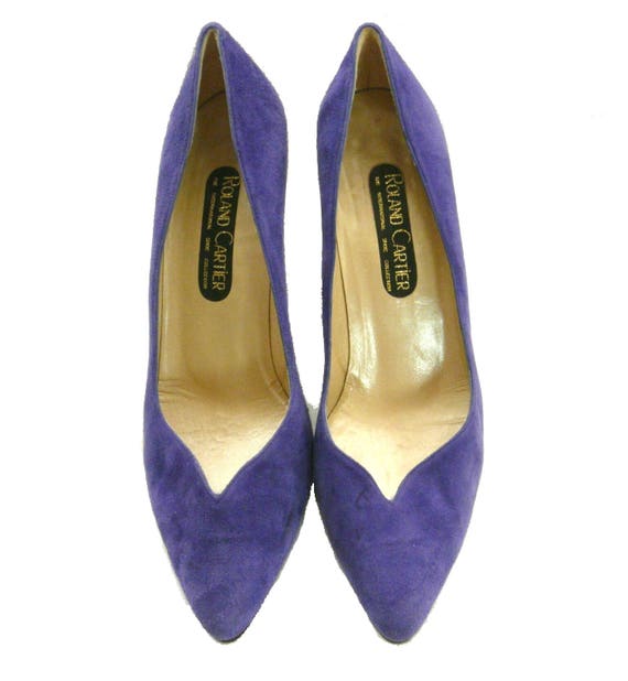 Roland Cartier Indigo Blue Suede High Heel Shoes Vintage | Etsy