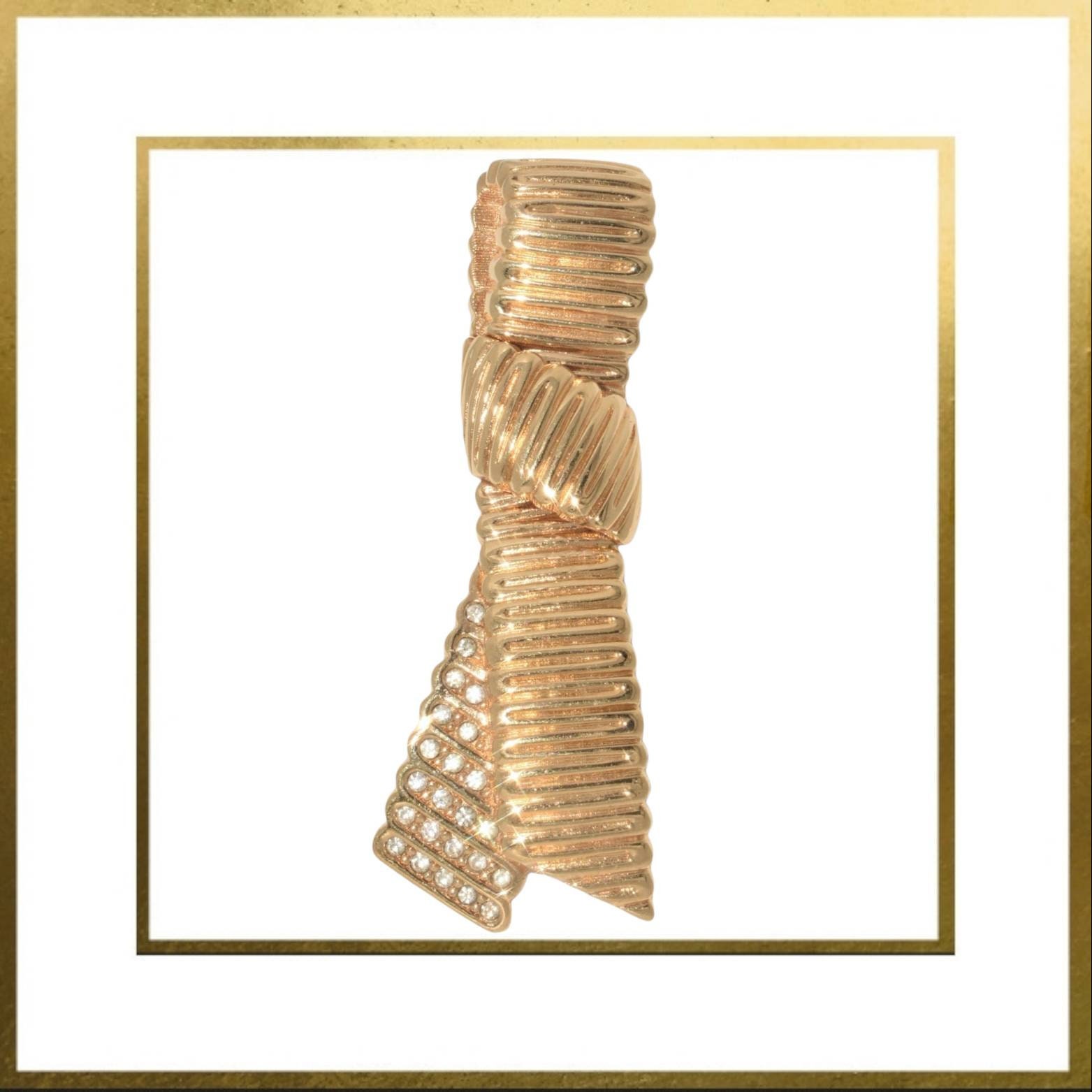 Rare Vintage Christian Dior Rope Bow Ties Gold Tone Pin Brooch