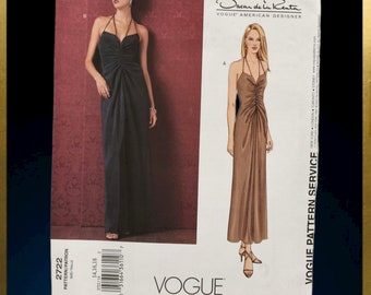Oscar de la Renta Vogue Sewing Pattern 2722 Evening Dress • Sizes 14/16/18 • 2003 • New Uncut