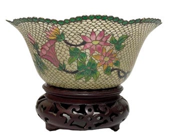 Vintage Chinese plique-à-jour enamel bowl