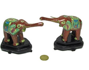 Pair of elephants in cloisonné