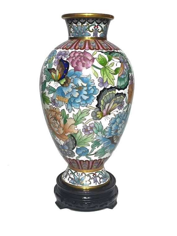 中国七宝焼　大きめの花瓶 中国製の大型七宝焼き花瓶 - Etsy 日本