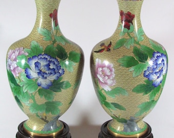 Pair of Rare Vintage Chinese Cloisonne