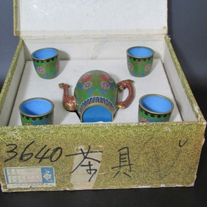 Chinese Cloisonne Tea Set image 9