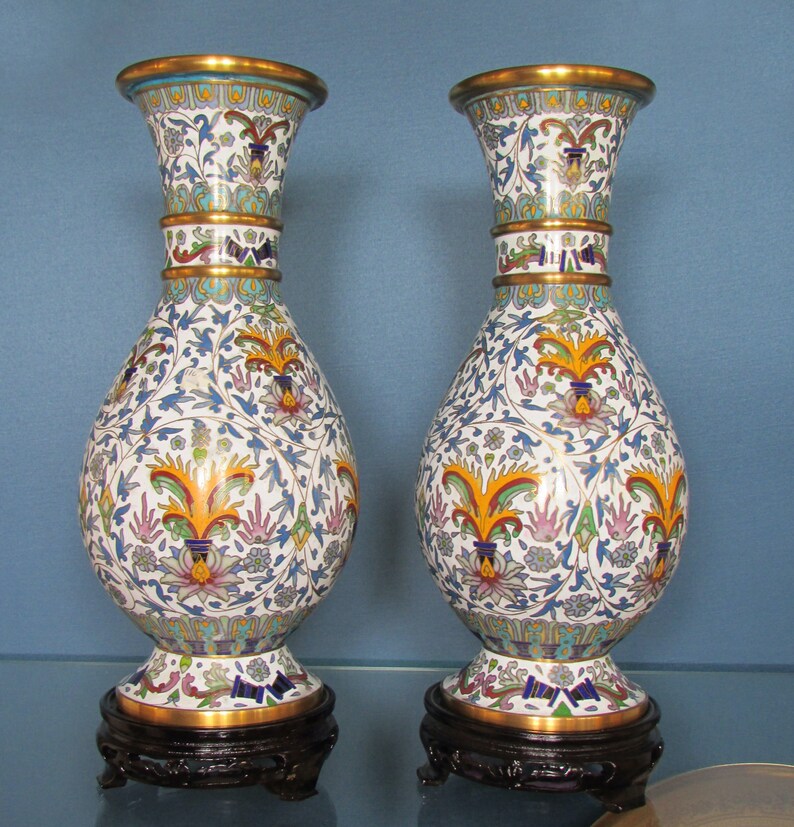 Pair cloisonné vases Pair cloisonné vases