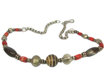 Silver and coral necklace - Ethnic jewelry
