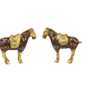 Cloisonne Small Horse Pair