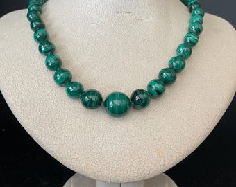 Vintage Natural Malachite Necklace