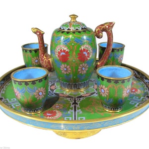 Chinese Cloisonne Tea Set image 1