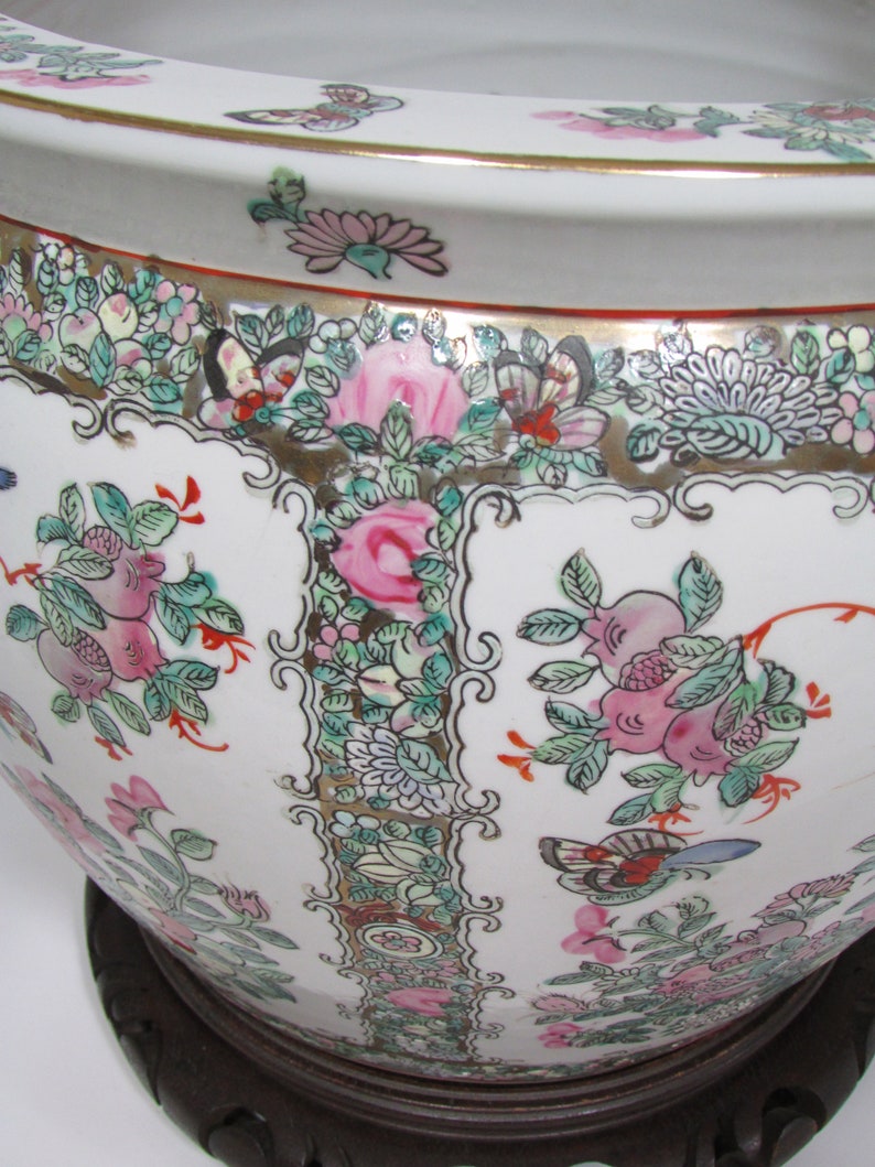 Chinese Hand-Painted Fish Bowl Planter or Jardiniére | Etsy
